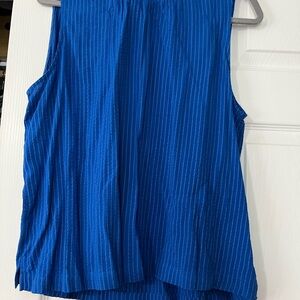 LOFT Royal Blue Sleeveless Pinstripe Tank